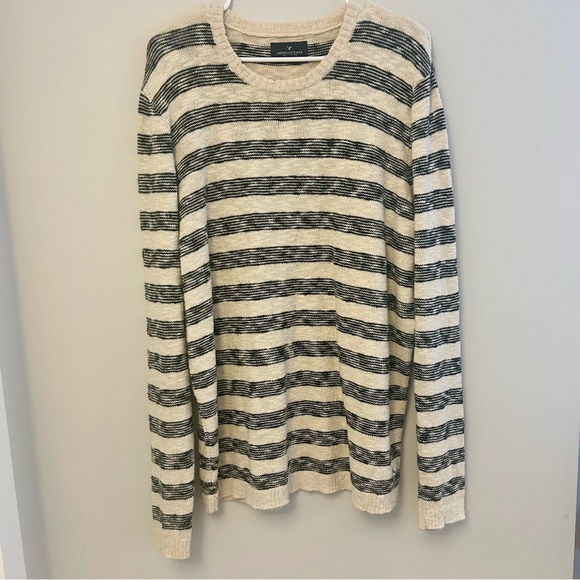 Men’s Cream and Black American Eagle Cotton Sweater - Picture 1 of 5